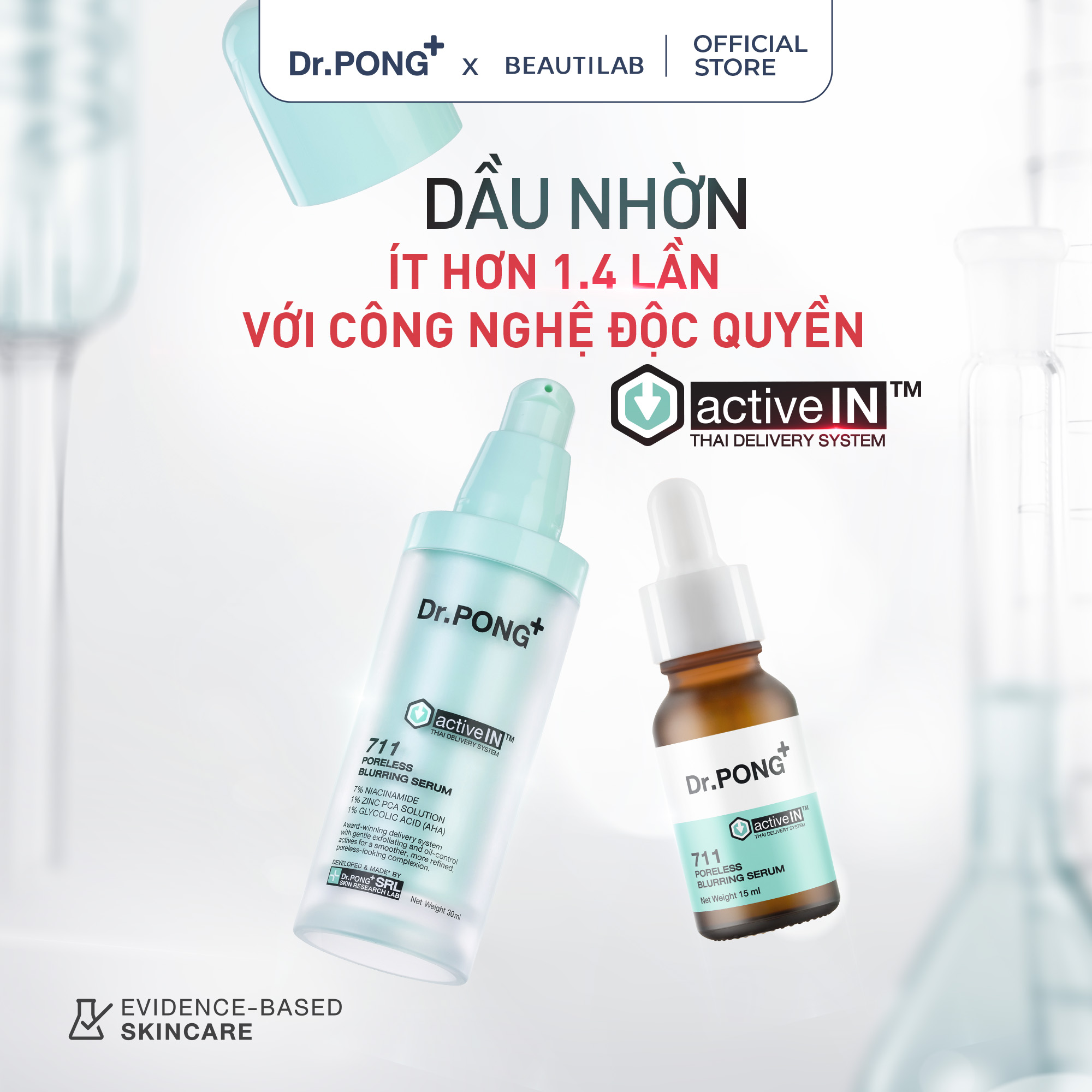 Serum kiềm dầu, thu nhỏ lỗ chân lông Dr.PONG 711 Poreless Blurring Serum