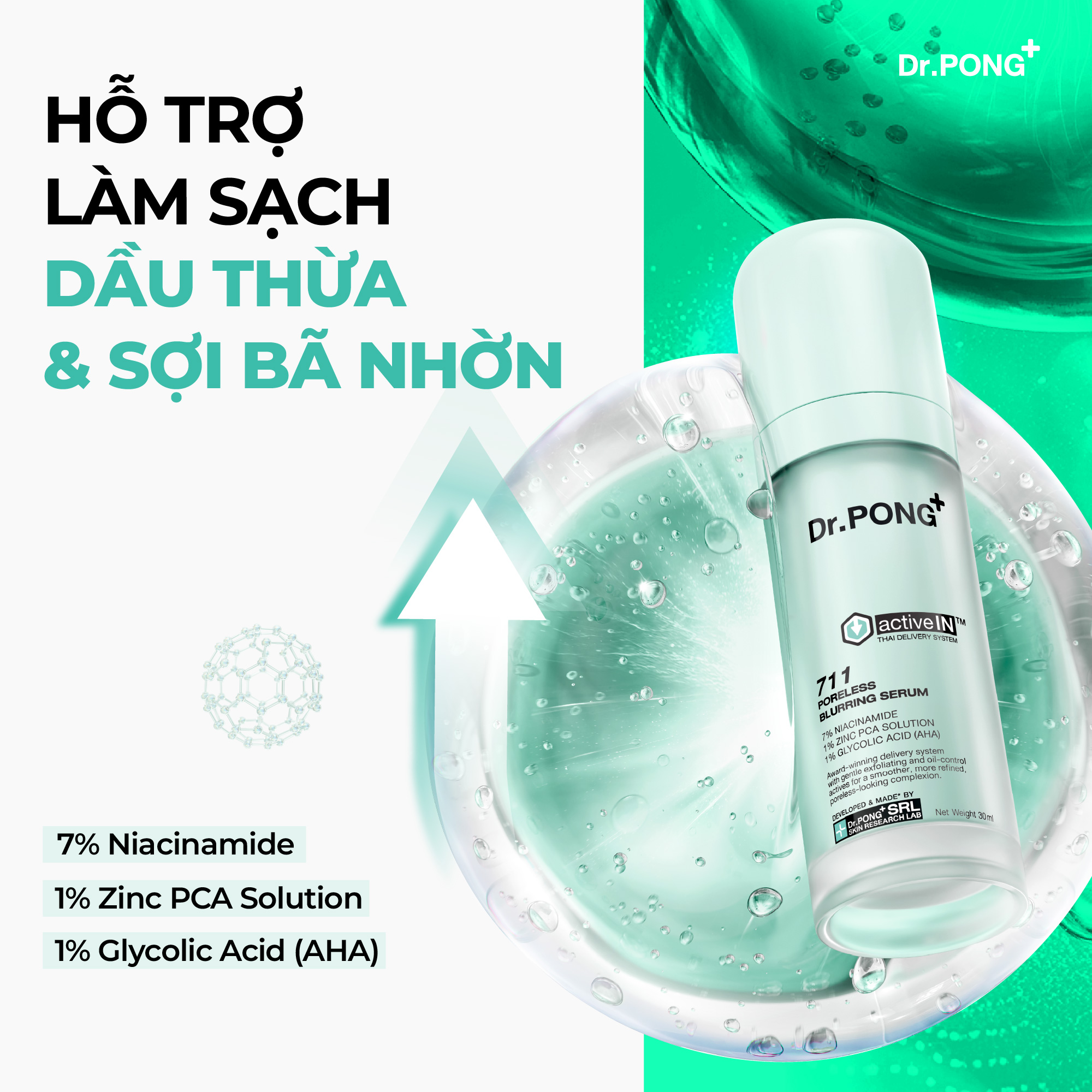 Serum kiềm dầu, thu nhỏ lỗ chân lông Dr.PONG 711 Poreless Blurring Serum