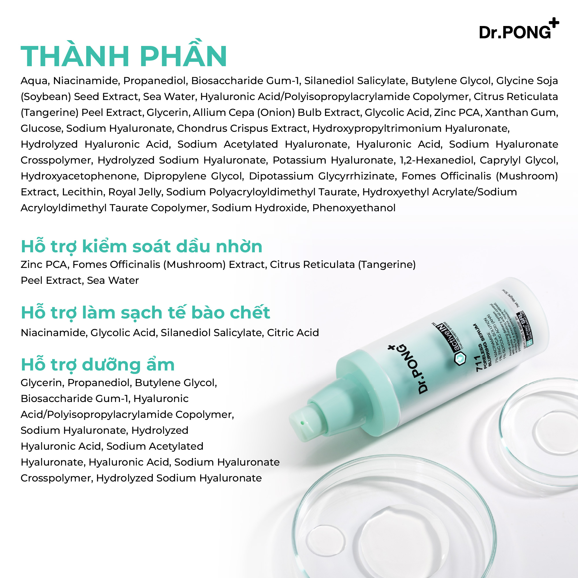 Serum kiềm dầu, thu nhỏ lỗ chân lông Dr.PONG 711 Poreless Blurring Serum