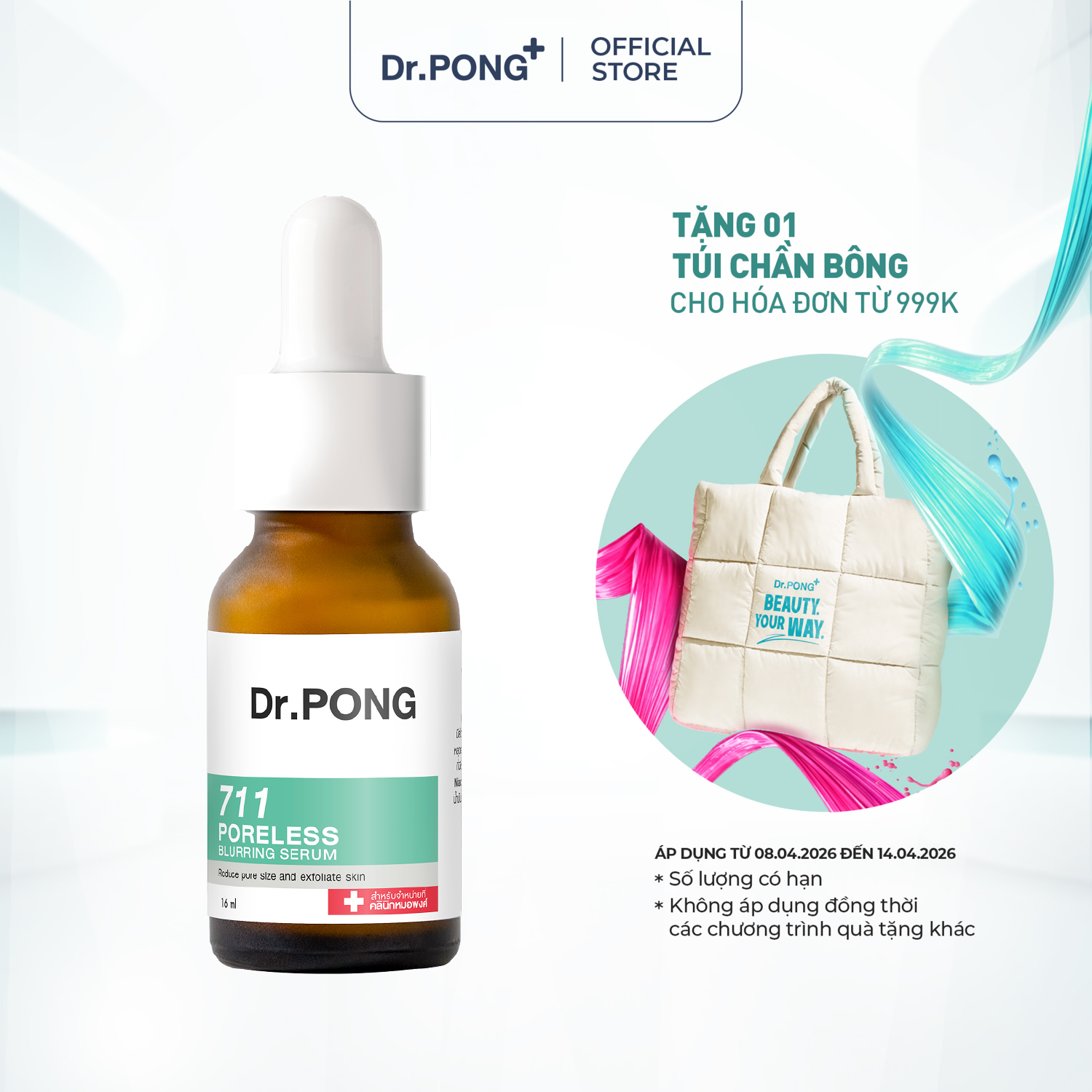 Serum kiềm dầu, thu nhỏ lỗ chân lông Dr.PONG 711 Poreless Blurring Serum