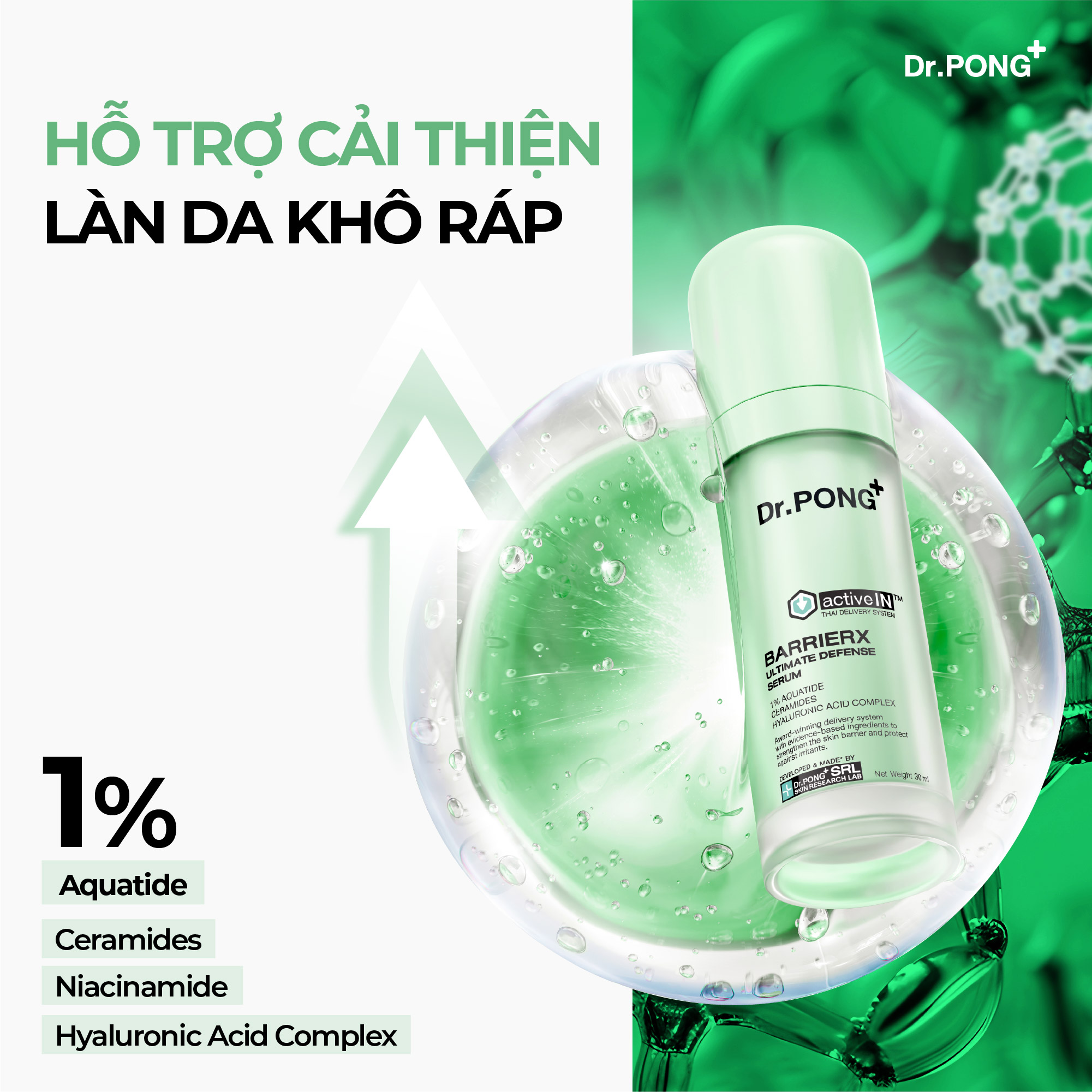 Serum hỗ trợ dưỡng ẩm & phục hồi da DR.PONG Activein Barrierx Ultimate Defense Serum