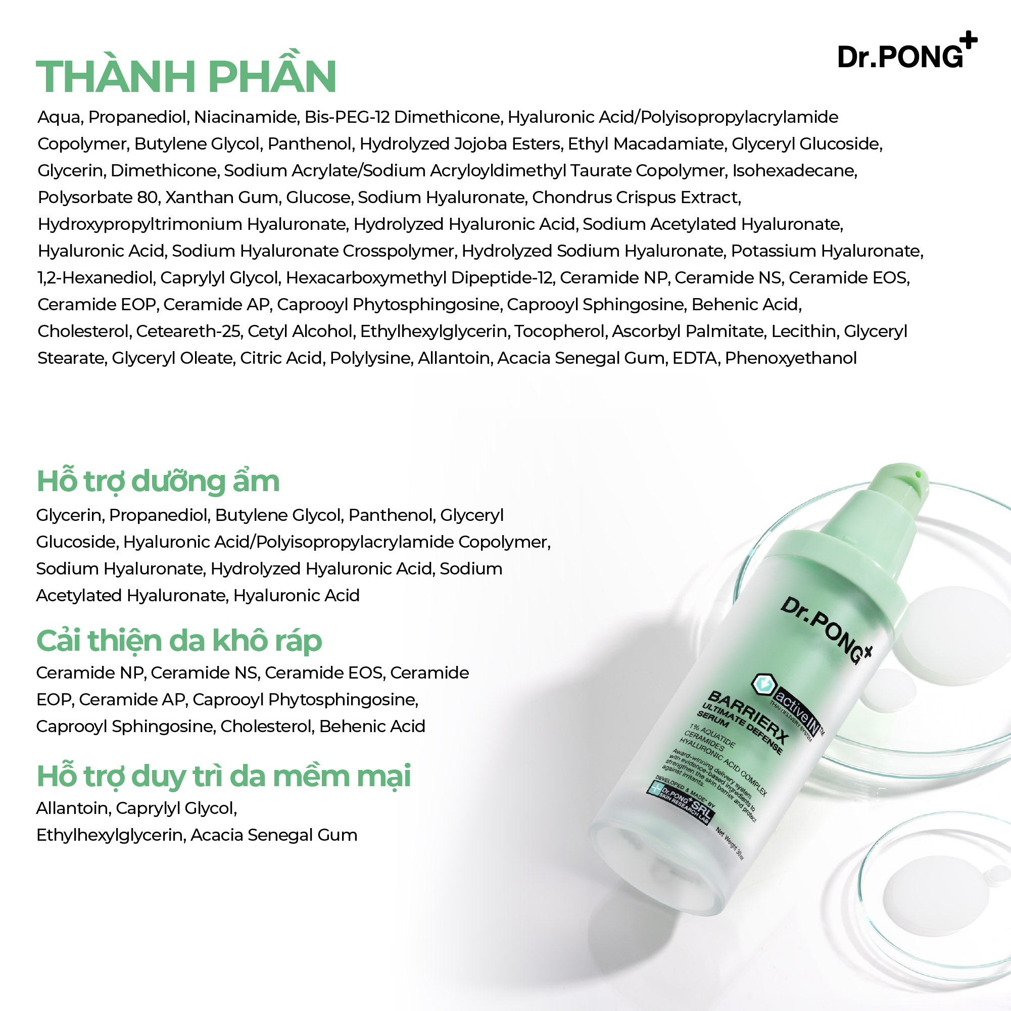 Serum hỗ trợ dưỡng ẩm & phục hồi da DR.PONG Activein Barrierx Ultimate Defense Serum
