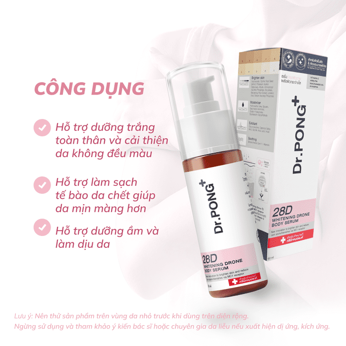 Serum hỗ trợ dưỡng trắng toàn thân Dr.PONG 28D Whitening Drone Body Serum 60ml