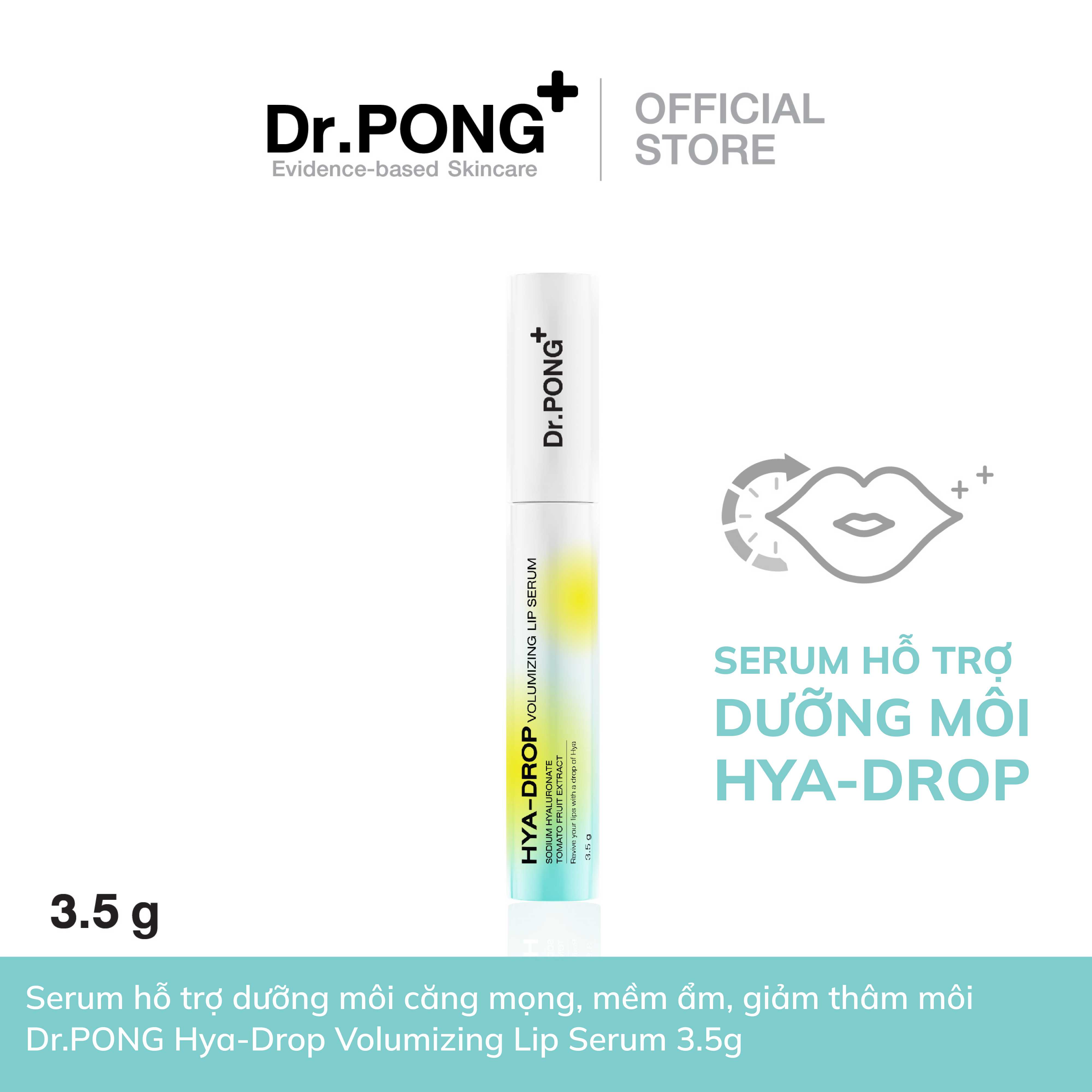 Serum hỗ trợ dưỡng môi căng mọng, mềm ẩm, giảm thâm môi Dr.PONG Hya-Drop Volumizing Lip Serum 3.5g