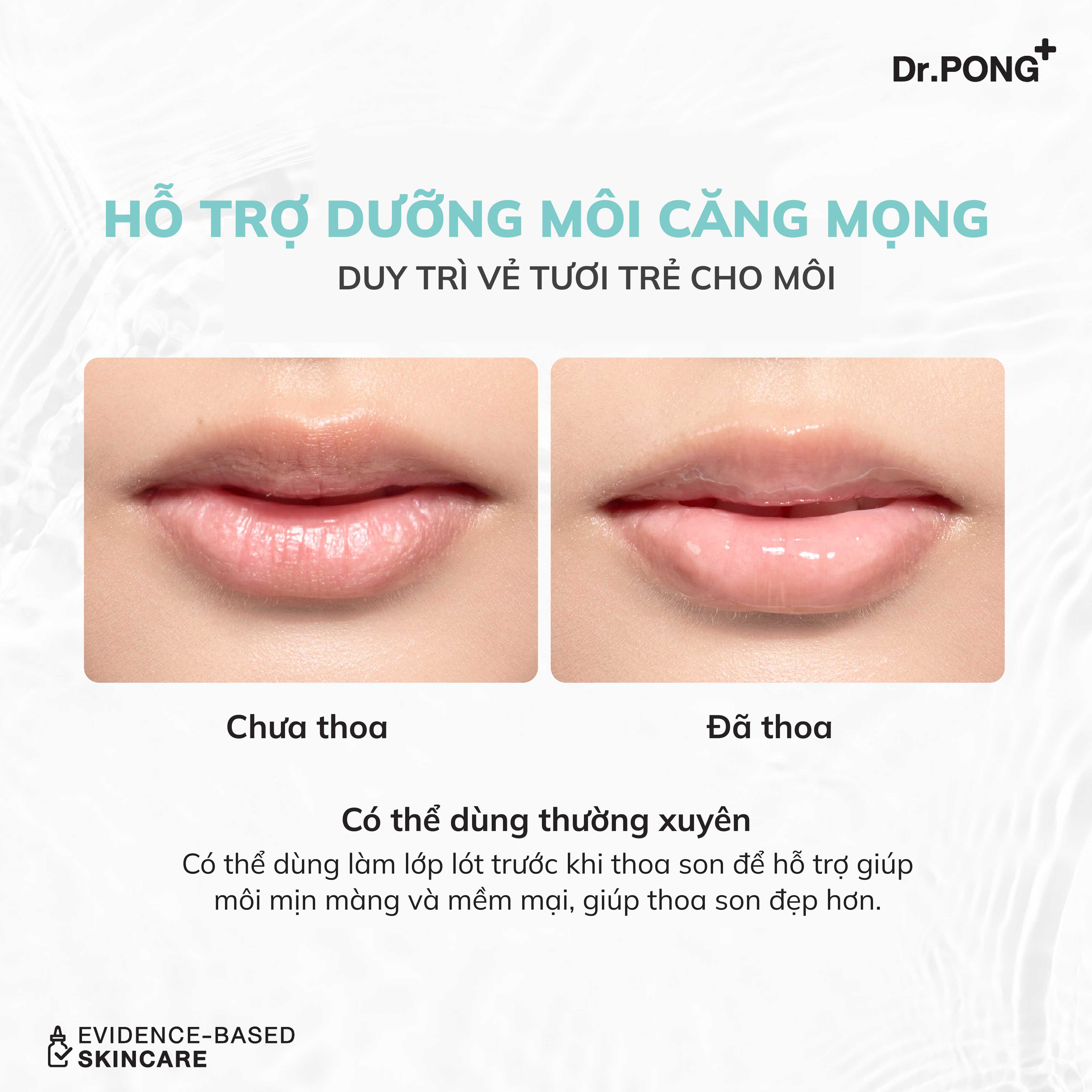 Serum hỗ trợ dưỡng môi căng mọng, mềm ẩm, giảm thâm môi Dr.PONG Hya-Drop Volumizing Lip Serum 3.5g