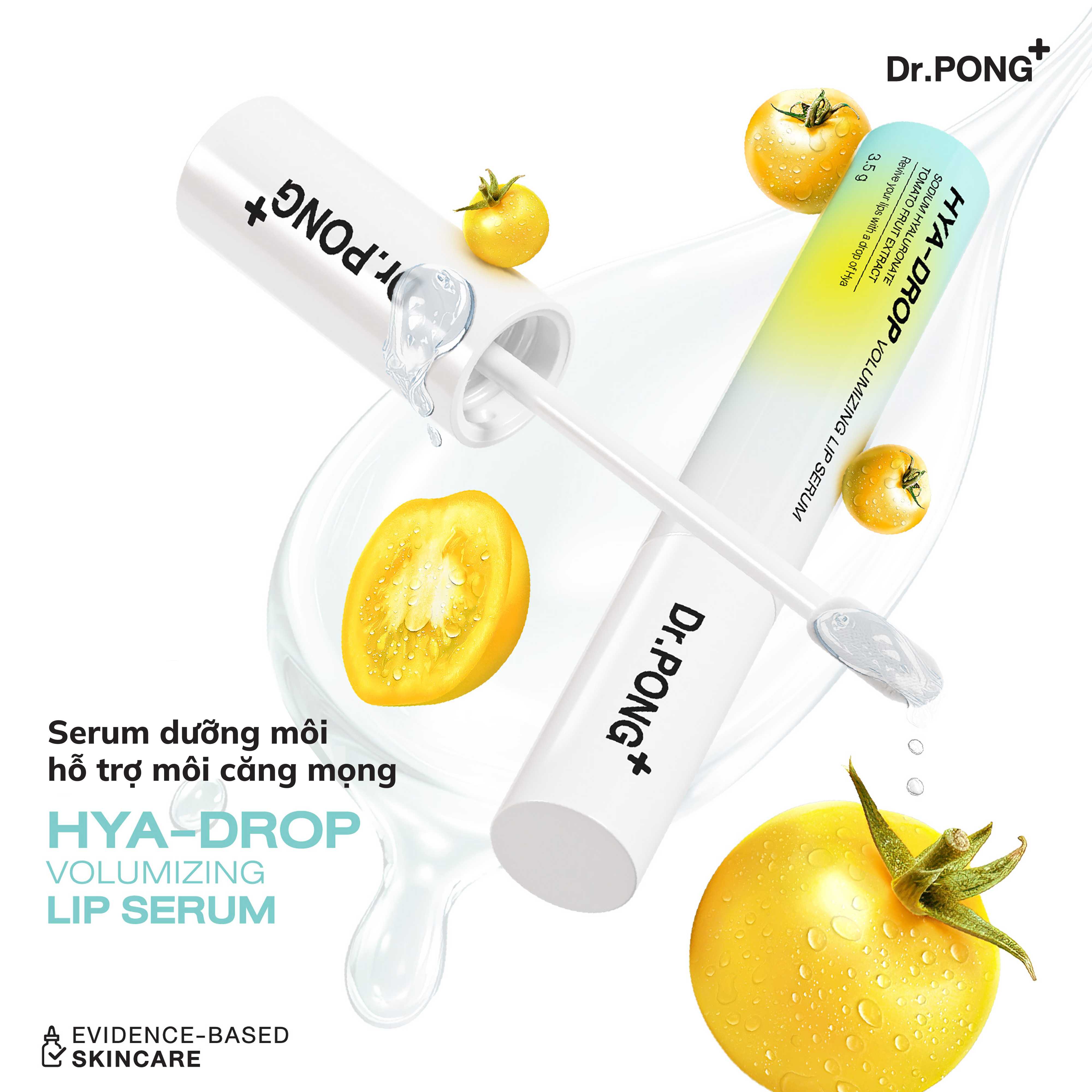 Serum hỗ trợ dưỡng môi căng mọng, mềm ẩm, giảm thâm môi Dr.PONG Hya-Drop Volumizing Lip Serum 3.5g