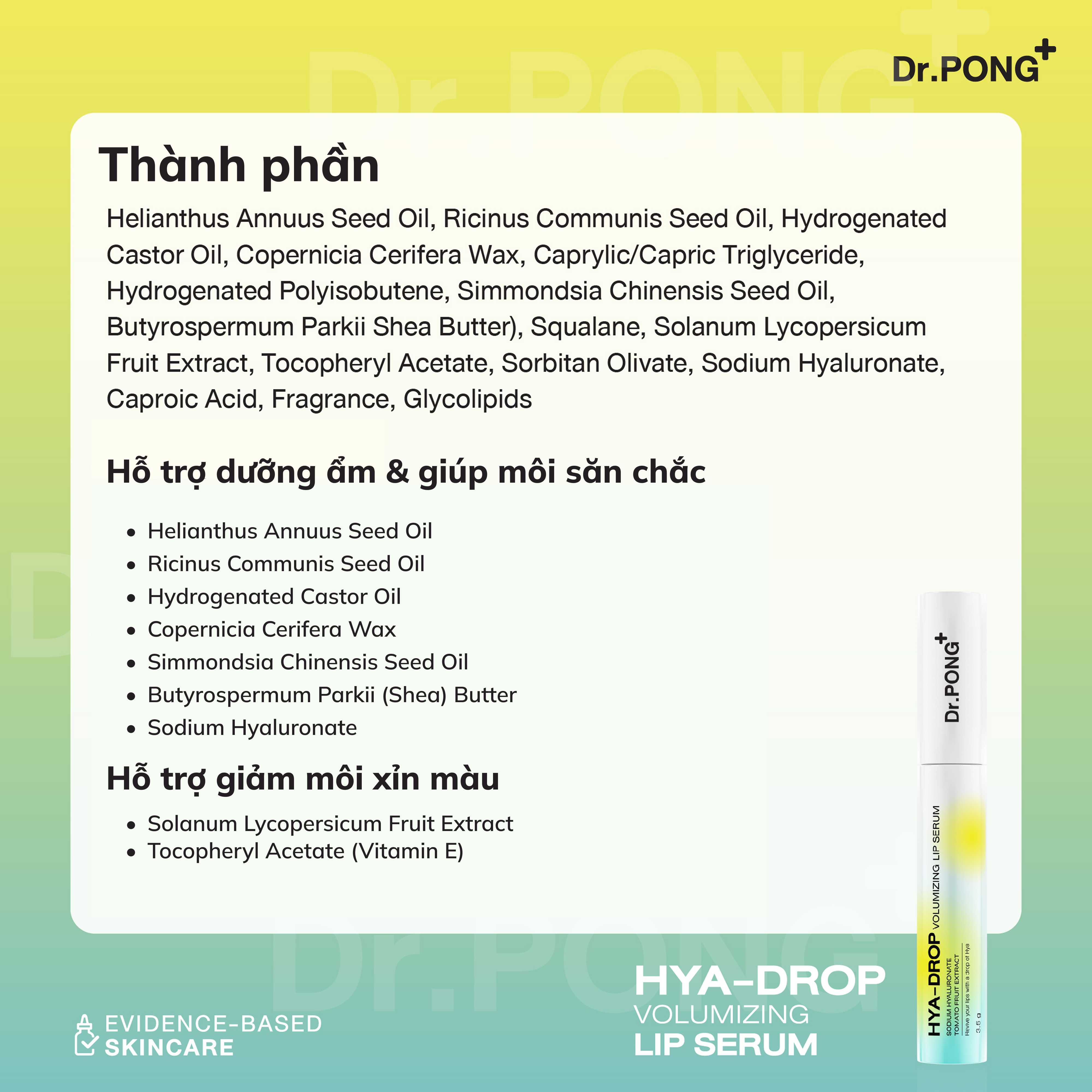 Serum hỗ trợ dưỡng môi căng mọng, mềm ẩm, giảm thâm môi Dr.PONG Hya-Drop Volumizing Lip Serum 3.5g
