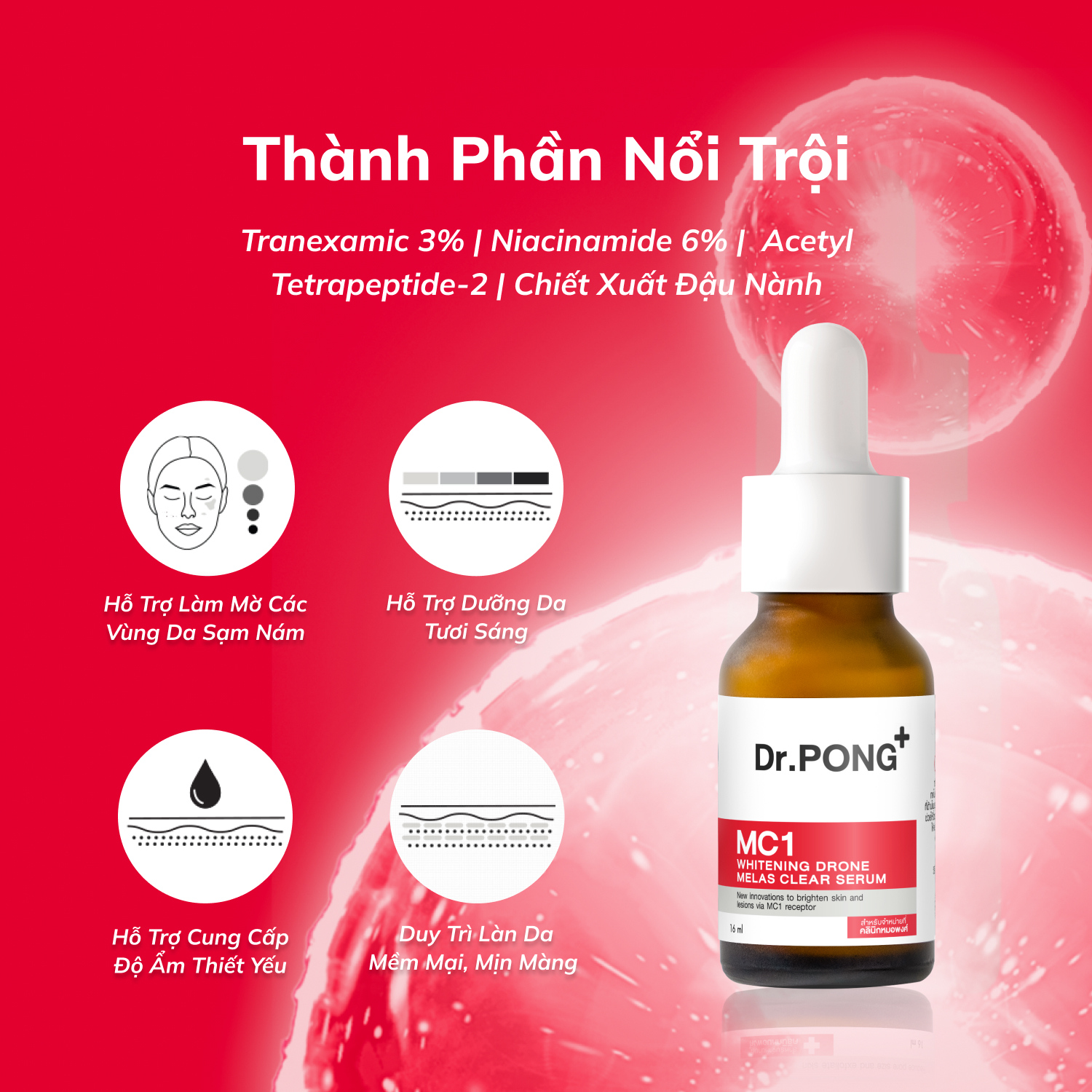 Serum hỗ trợ giảm nám Dr.PONG MC1 Whitening Drone Melas Clear Serum 16ml