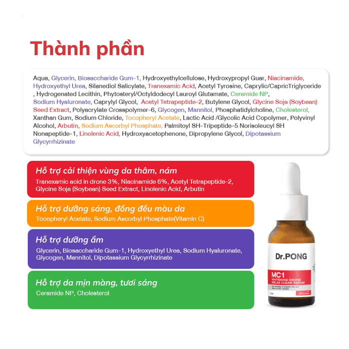 Serum hỗ trợ giảm nám Dr.PONG MC1 Whitening Drone Melas Clear Serum 16ml