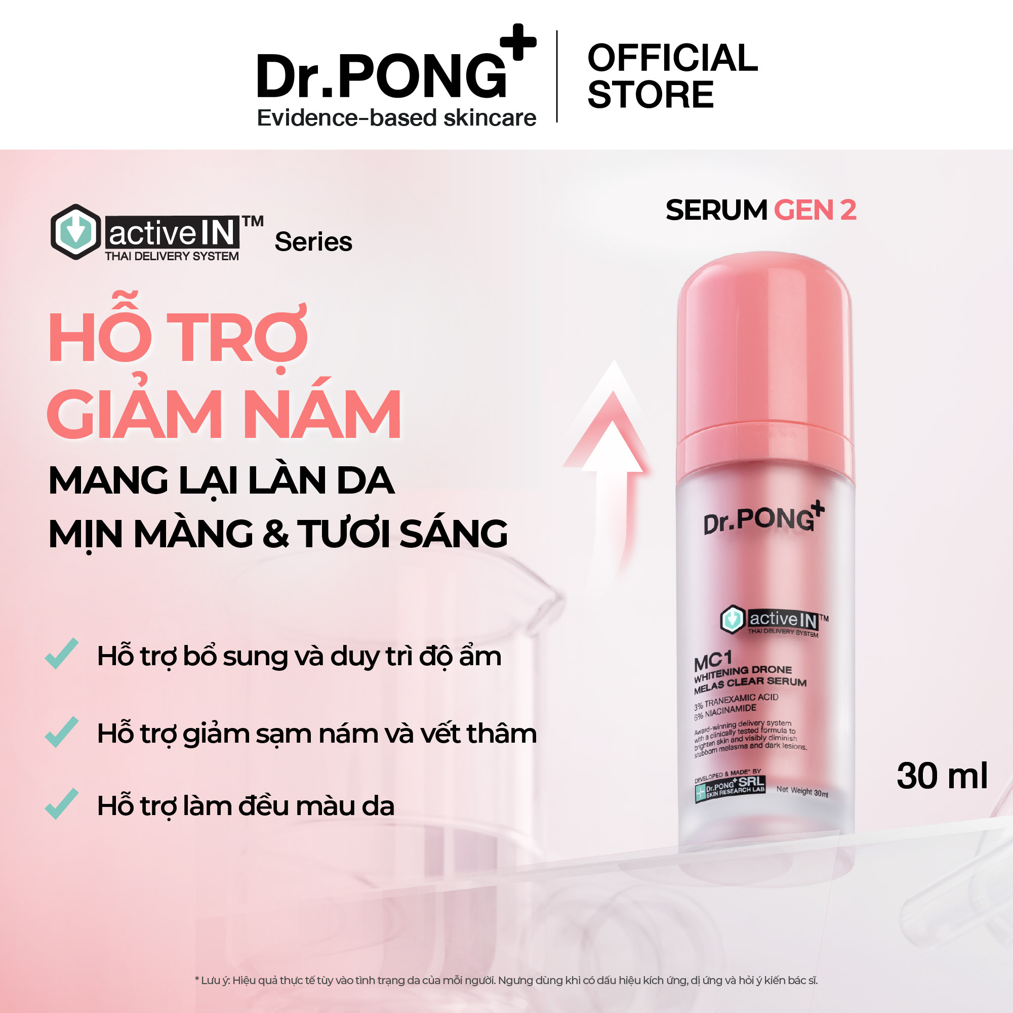 Serum hỗ trợ giảm nám DR.PONG Activein MC1 Whitening Drone Melas Clear Serum