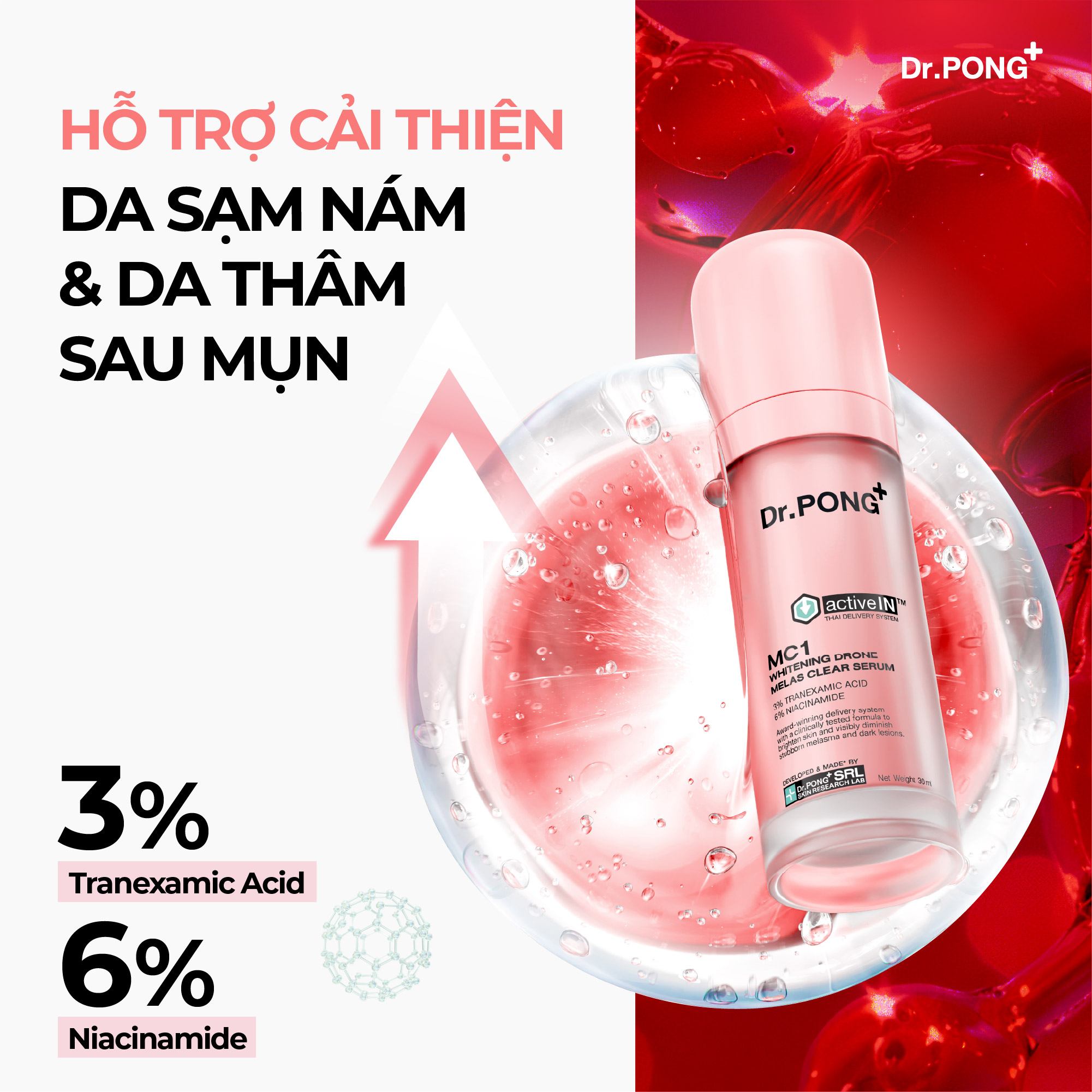 Serum hỗ trợ giảm nám DR.PONG Activein MC1 Whitening Drone Melas Clear Serum