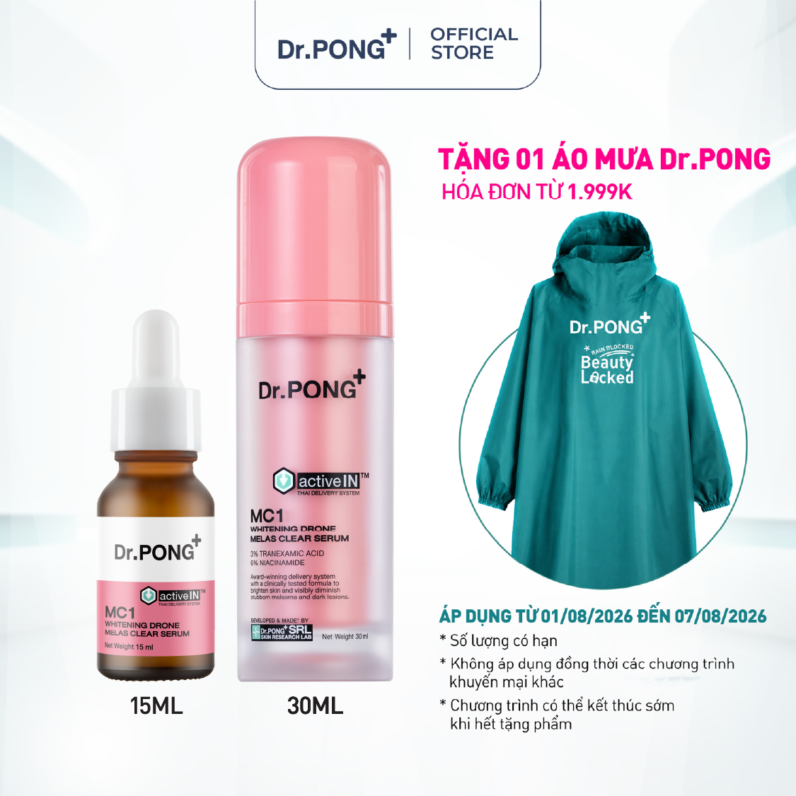 Serum hỗ trợ giảm nám DR.PONG Activein MC1 Whitening Drone Melas Clear Serum