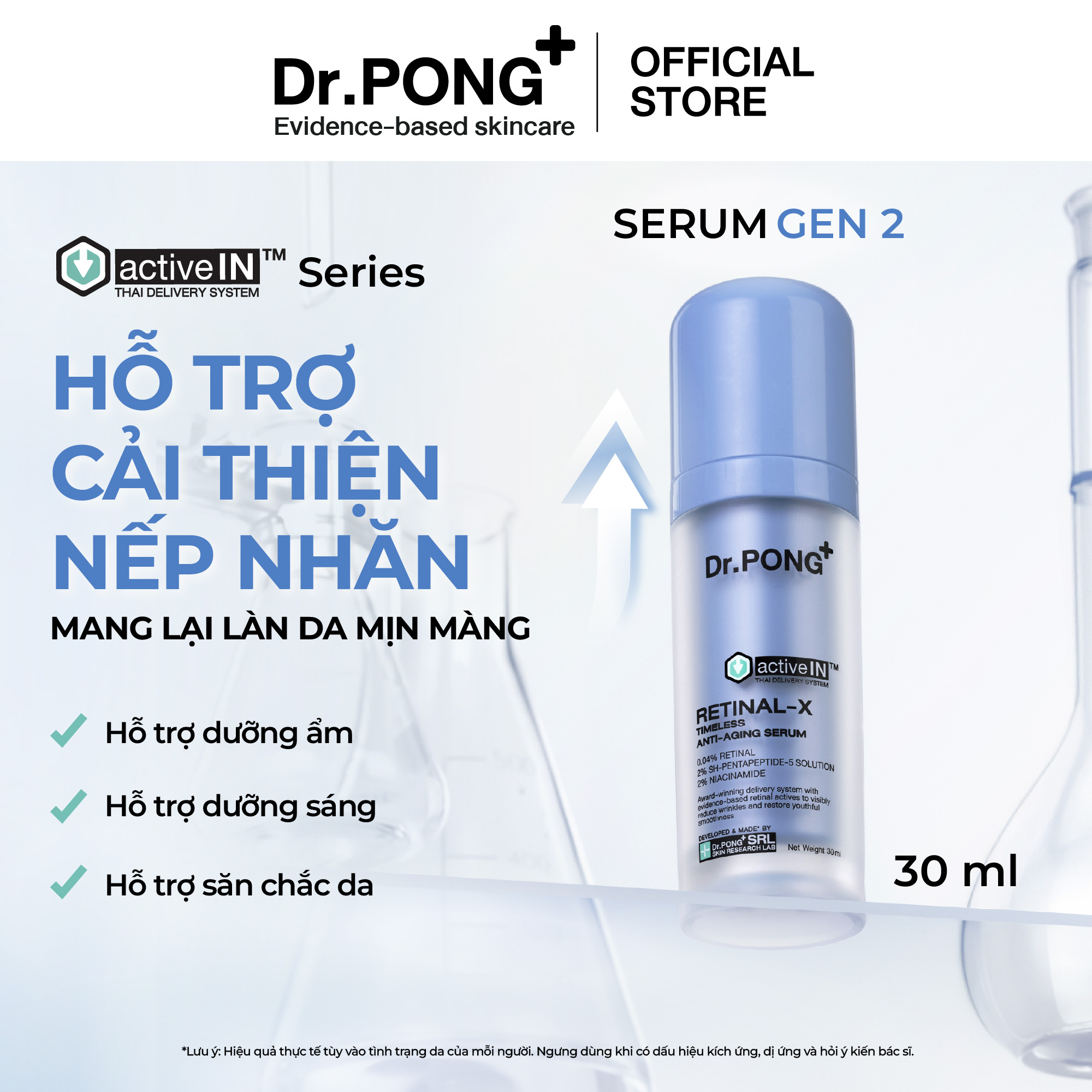 Serum hỗ trợ làm mờ nếp nhăn, trắng da Dr.PONG Retinal-x Timeless Anti-aging Serum