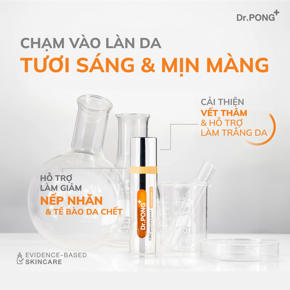 Serum Vitamin C dưỡng trắng, hỗ trợ mờ nếp nhăn Dr.PONG 15c Antioxidant Vitamin C Shake Shake Serum 10ml