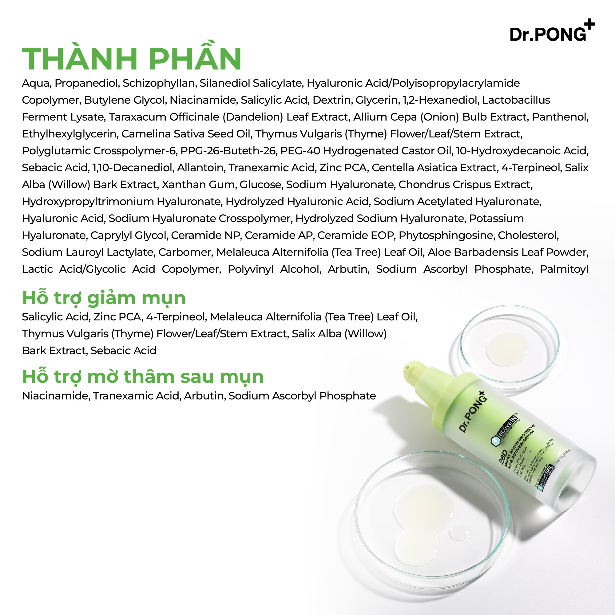 Serum hỗ trợ giảm mụn, thâm mụn Dr.PONG 28D Smart Whitening Drone Acne Activein Serum