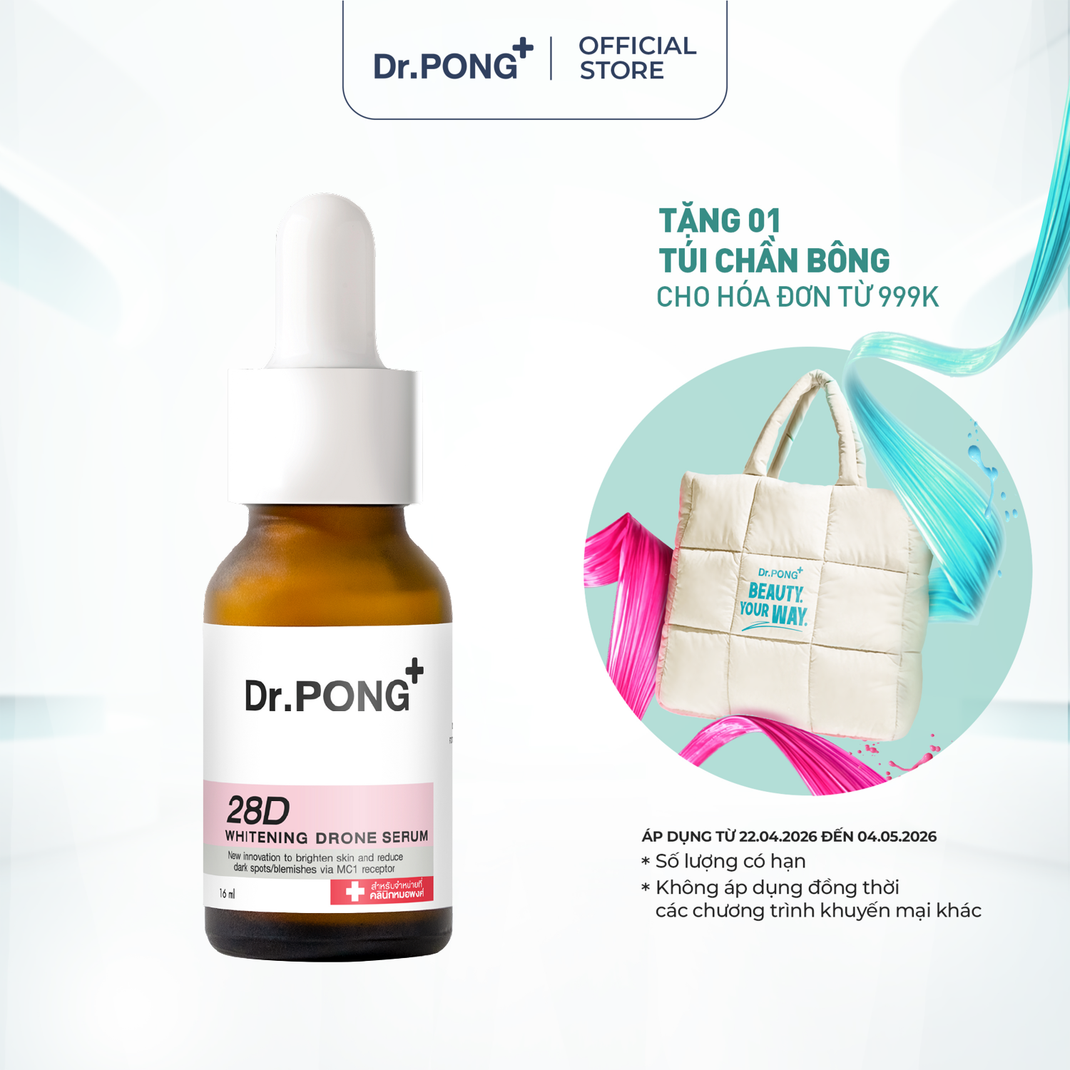 Serum trắng da, mờ thâm mụn Dr.PONG 28D Whitening Drone 16ml