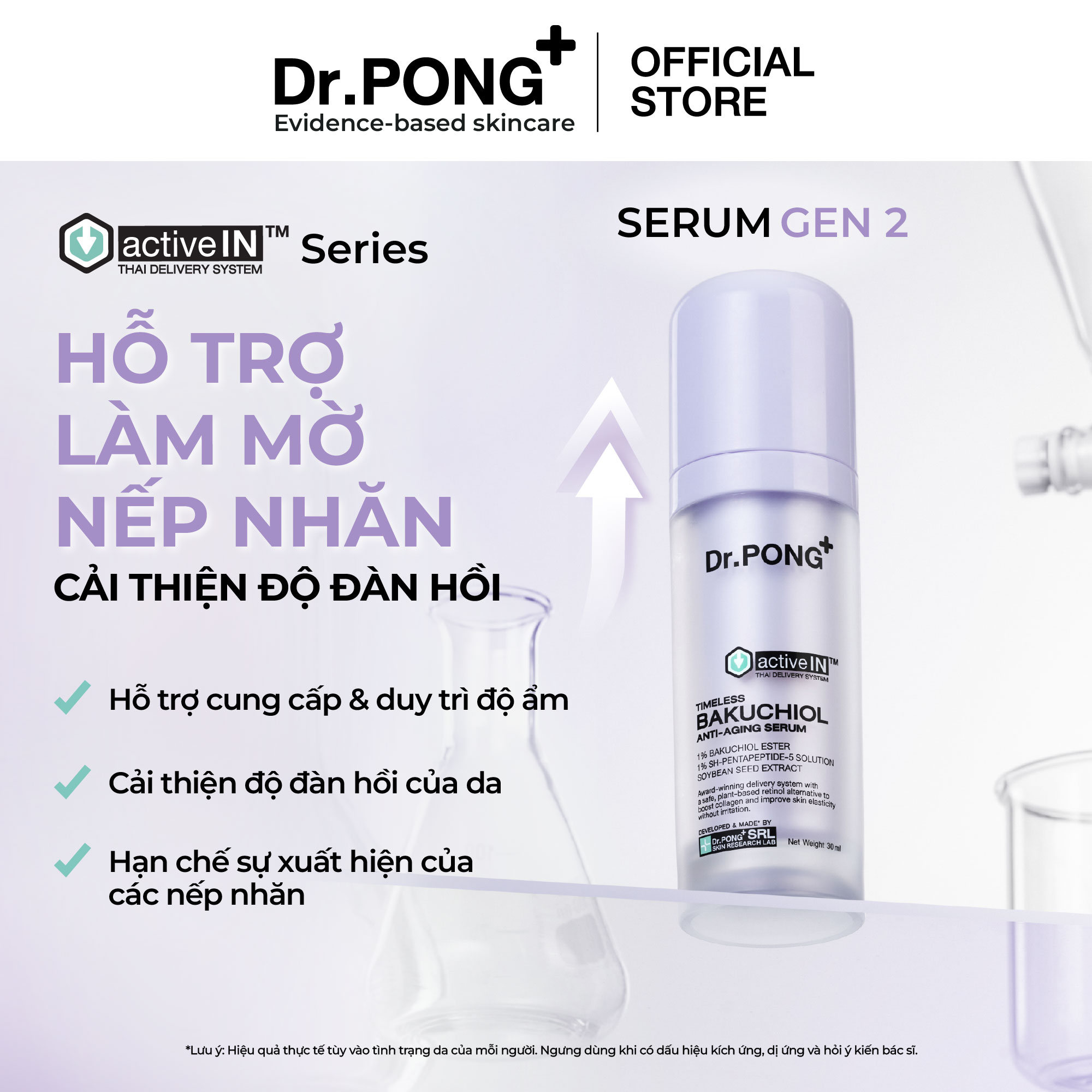 Serum căng bóng, hỗ trợ trẻ hóa da Dr.PONG Activein Timeless Bakuchiol Anti-aging Serum