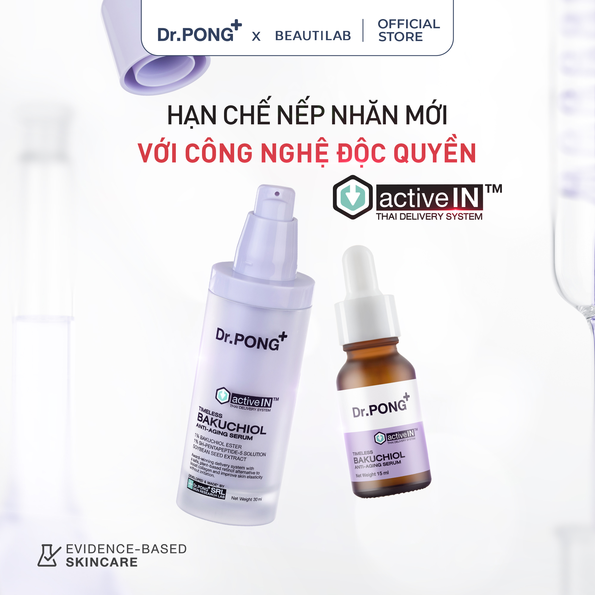 Serum căng bóng, hỗ trợ trẻ hóa da Dr.PONG Activein Timeless Bakuchiol Anti-aging Serum