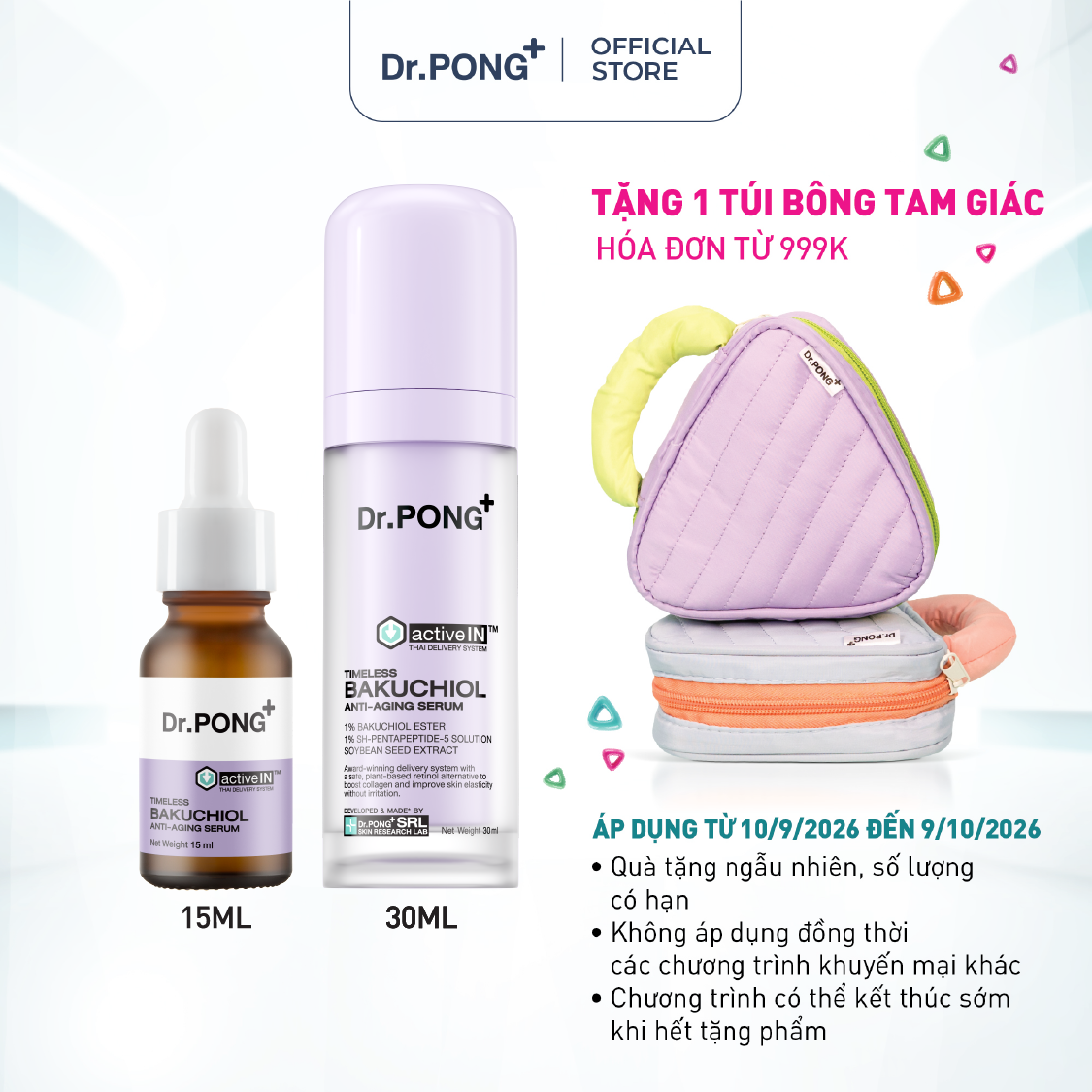 Serum căng bóng, hỗ trợ trẻ hóa da Dr.PONG Activein Timeless Bakuchiol Anti-aging Serum
