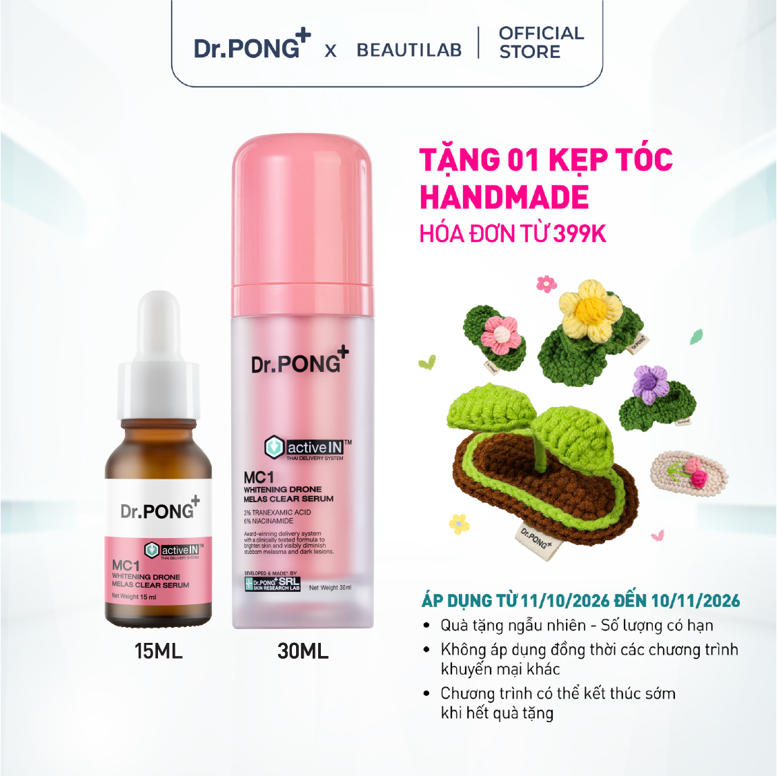 Serum hỗ trợ giảm nám DR.PONG Activein MC1 Whitening Drone Melas Clear Serum