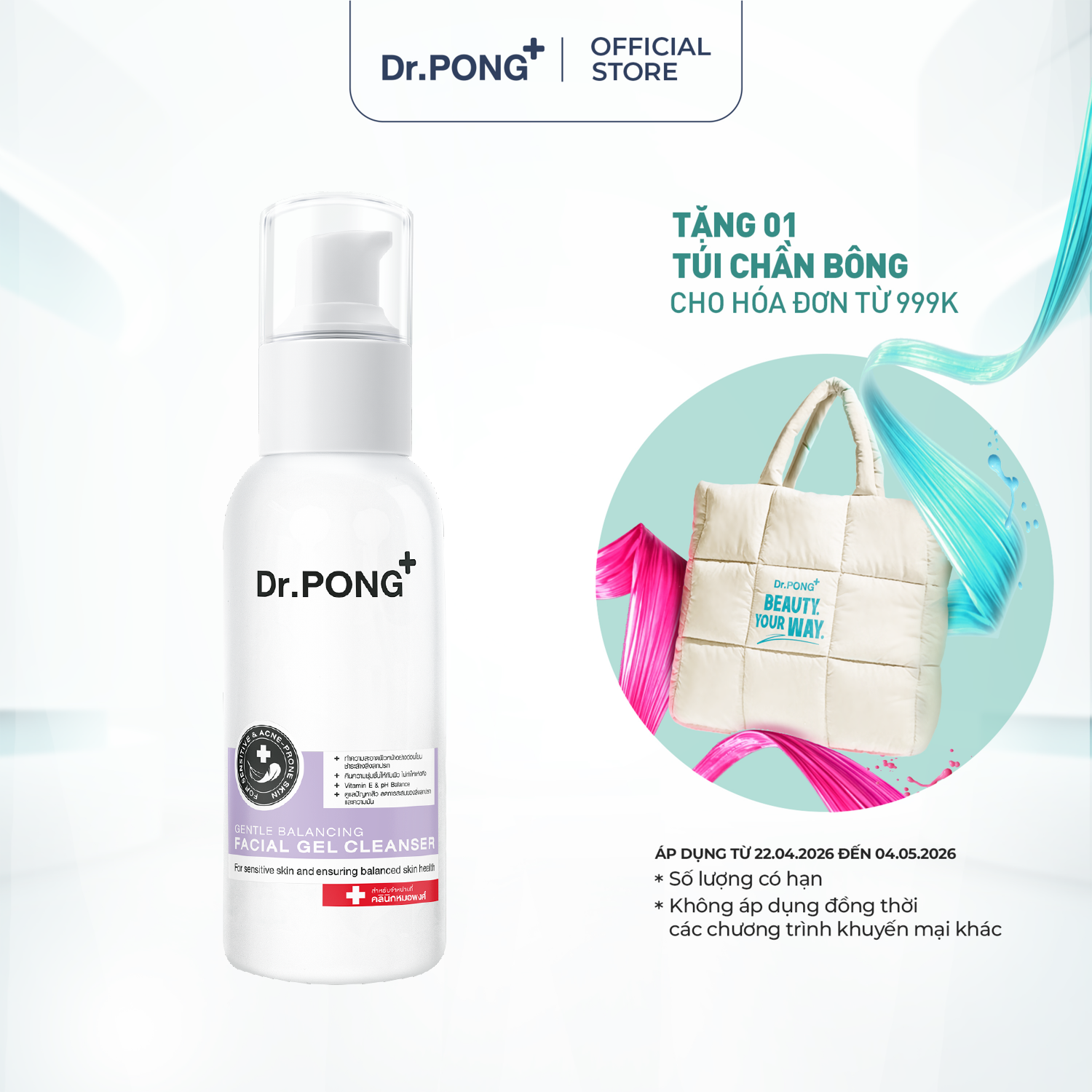 Sữa rửa mặt cân bằng da Dr.PONG Gentle Balancing Facial Gel 100ml