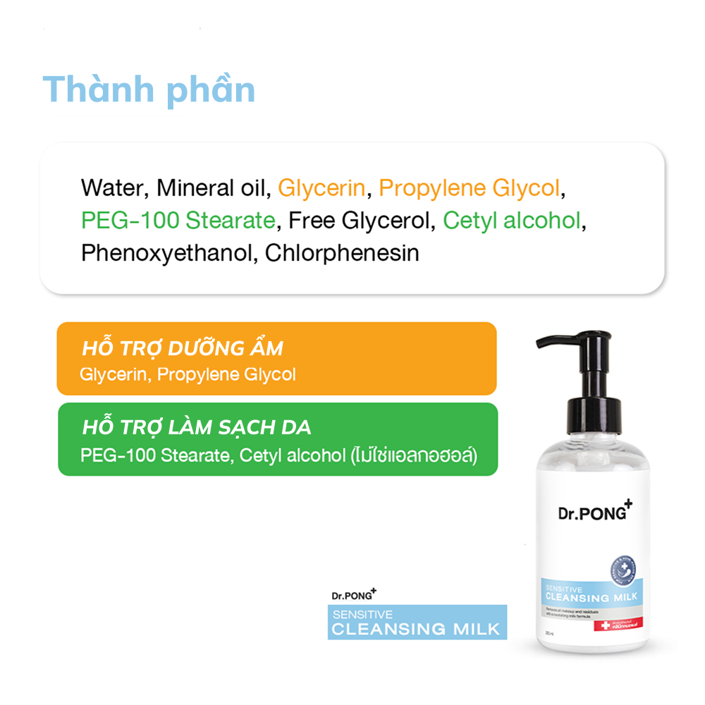 Sữa tẩy trang dịu nhẹ Dr.PONG Cleasing Milk 200ml