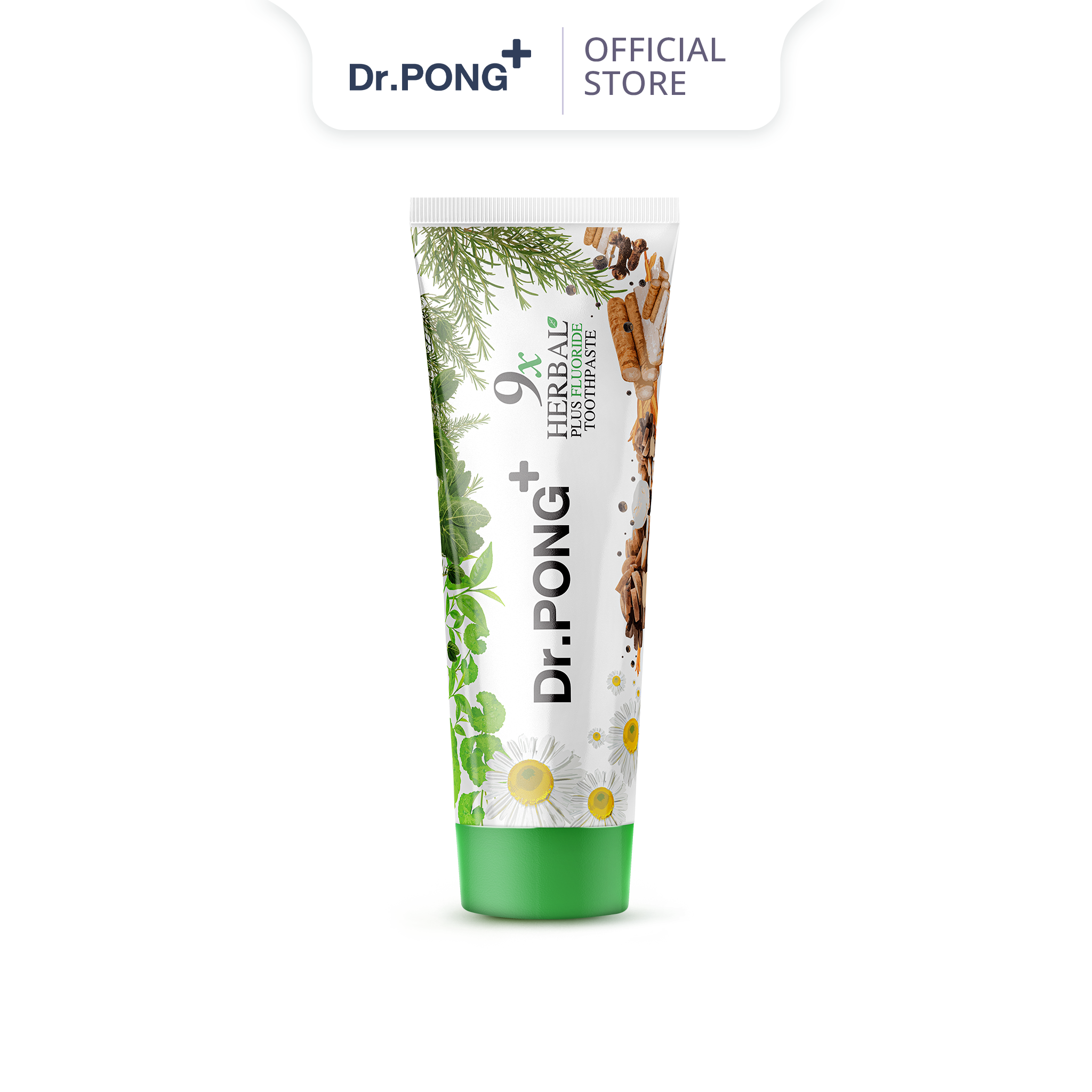 Kem đánh răng từ thảo dược & fluoride trắng răng, thơm miệng Dr.PONG 9X HERBAL PLUS FLUORIDE TOOTHPASTE 100g