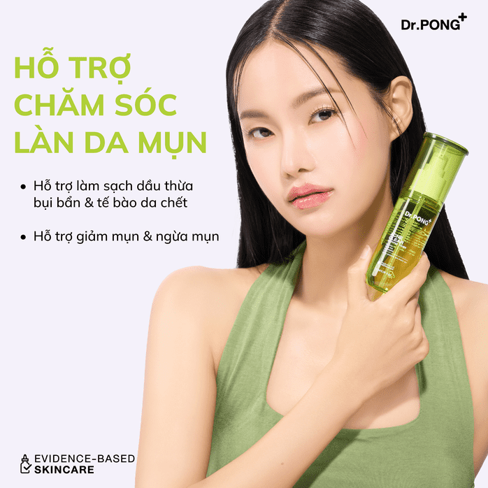 Toner hỗ trợ giảm mụn, kiềm dầu Dr.PONG Acne Clear Glowing Toner 100ml
