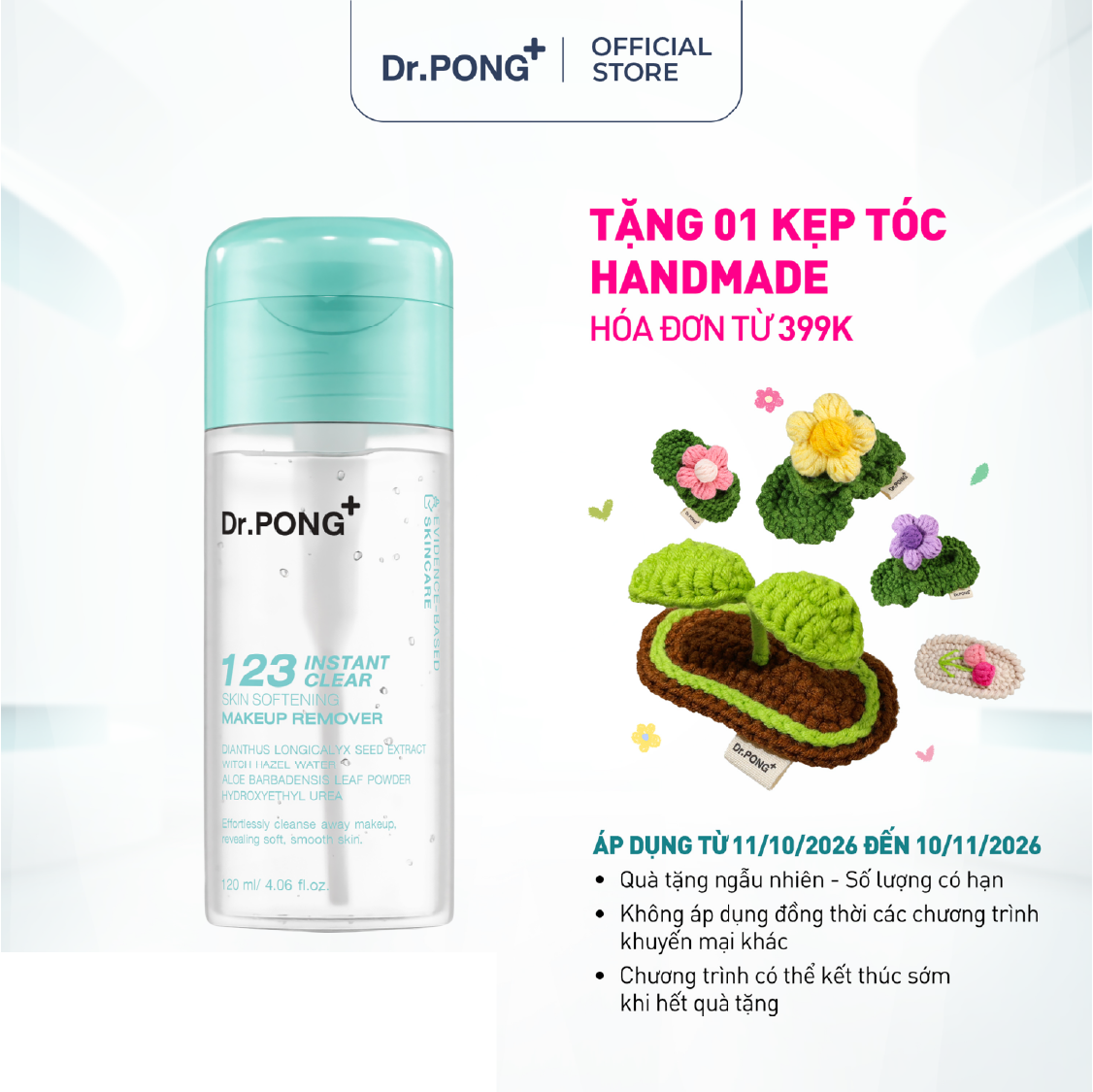 Nước tẩy trang Dr.PONG 123 Instant Clear Skin Softening Makeup Remover
