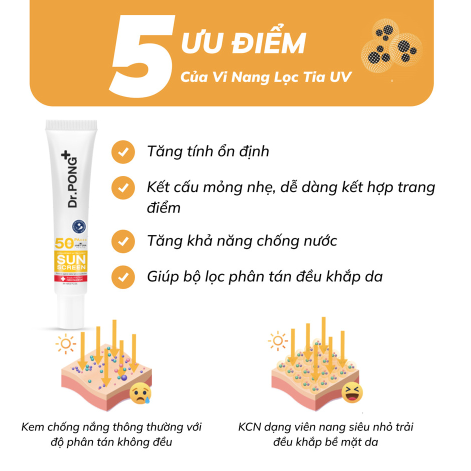 Kem chống nắng phổ rộng Dr.PONG Hyaluronic Ultra Light SPF50 PA+++ 25ml