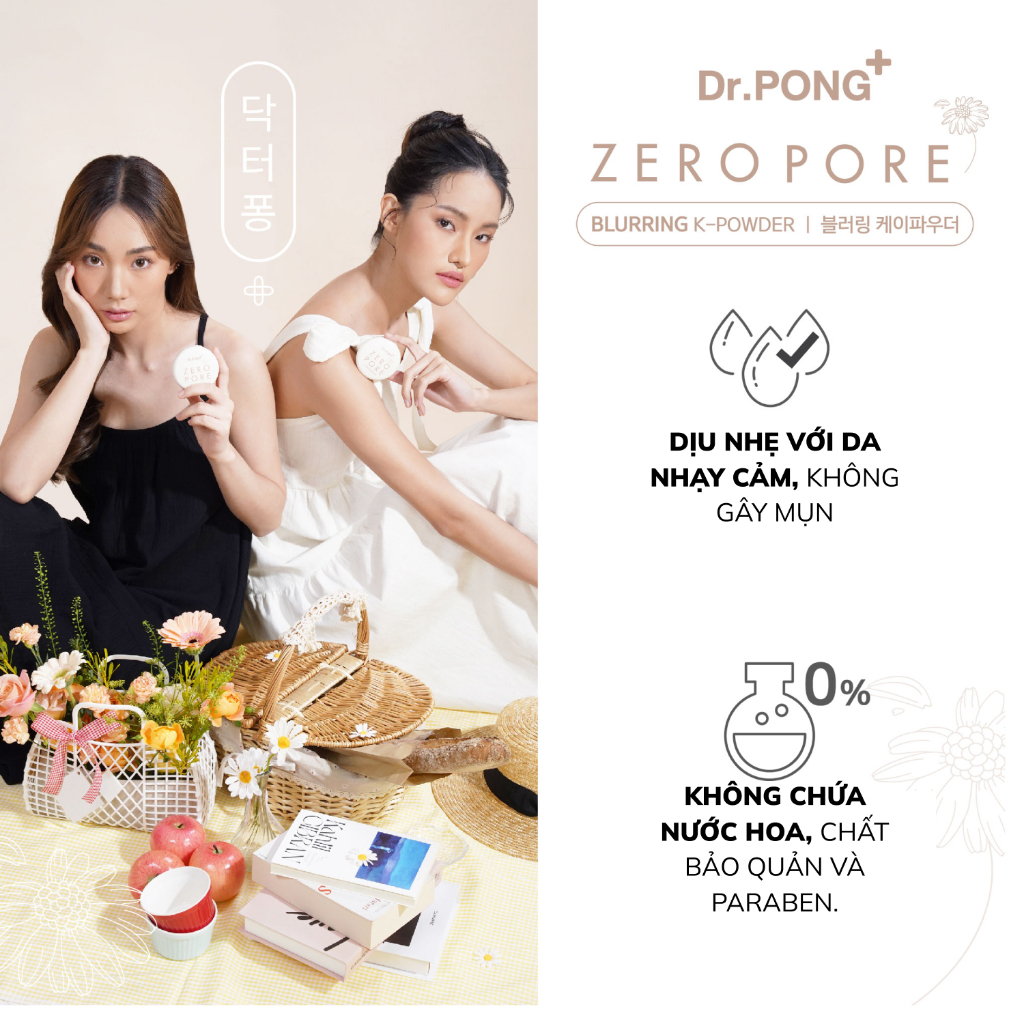 Phấn phủ che phủ lỗ chân lông, kiềm dầu Dr.PONG Zero Pore Blurring K- Powder 9g