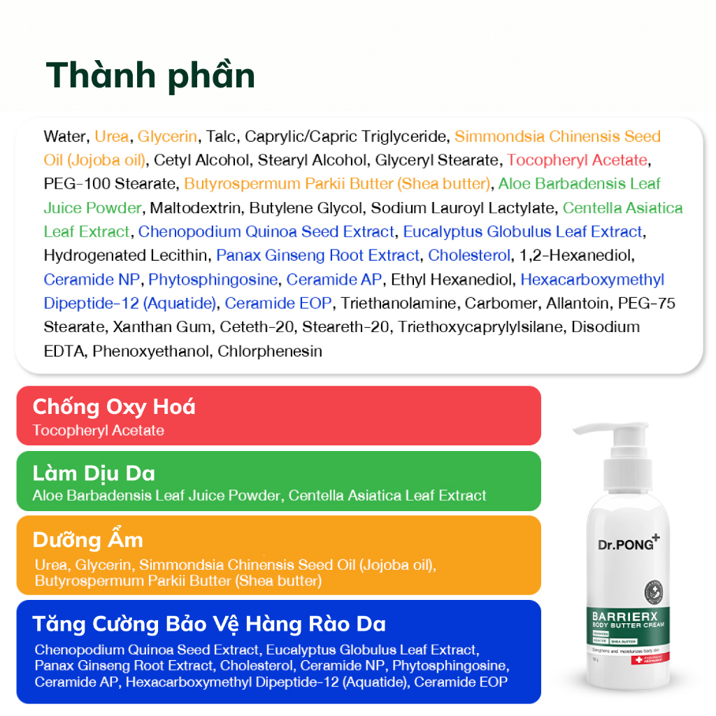 Kem dưỡng thể Dr.PONG BarrierX body butter cream 100g