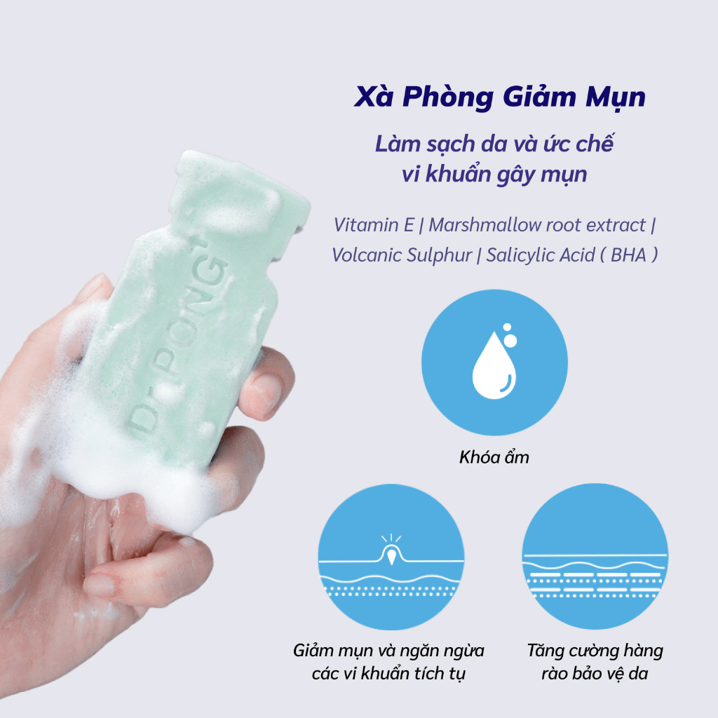 Xà phòng giảm mụn lưng và trắng da từ lưu huỳnh núi lửa Dr. PONG Natural Volcanic Sulphur 70g