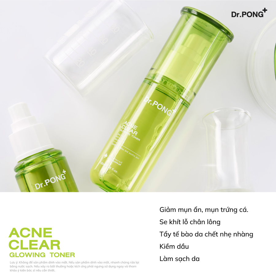 Toner giảm mụn, kiềm dầu Dr.PONG Acne Clear Glowing 100ml