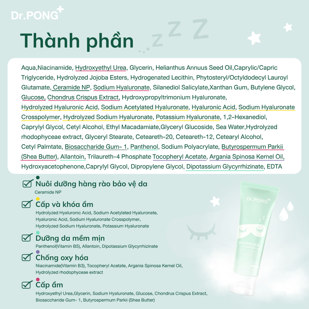 Mặt nạ ngủ cấp ẩm chuyên sâu Dr.PONG BarrierX Hya Sleeping Mask 50ml