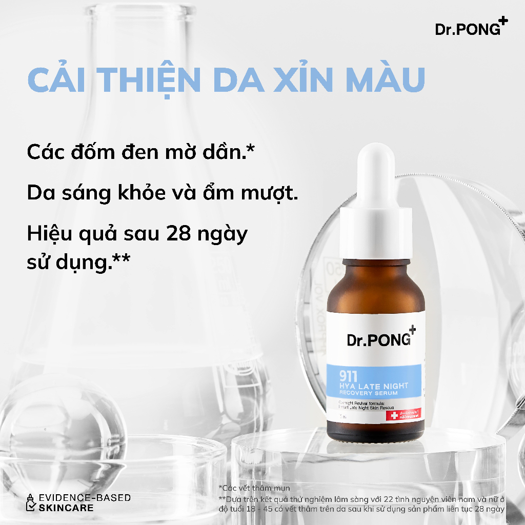 Serum dưỡng ẩm và phục hồi da Dr.PONG 911 Hya Late Night  Recovery Serum 15ml