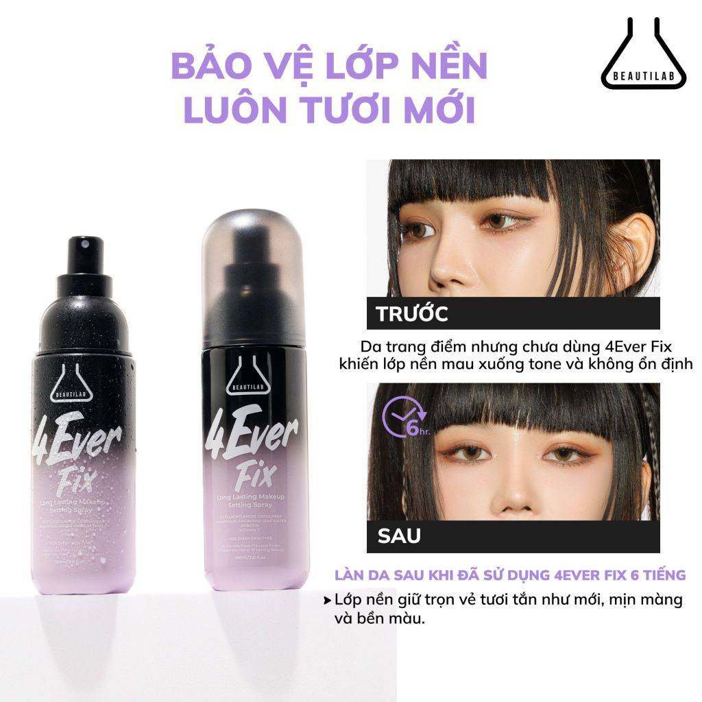Xịt khóa nền trang điểm Beautilab 4EverFix Long Lasting Makeup Setting Spray 100ml