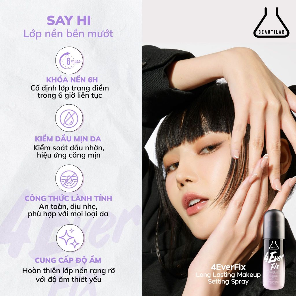 Xịt khóa nền trang điểm Beautilab 4EverFix Long Lasting Makeup Setting Spray 100ml