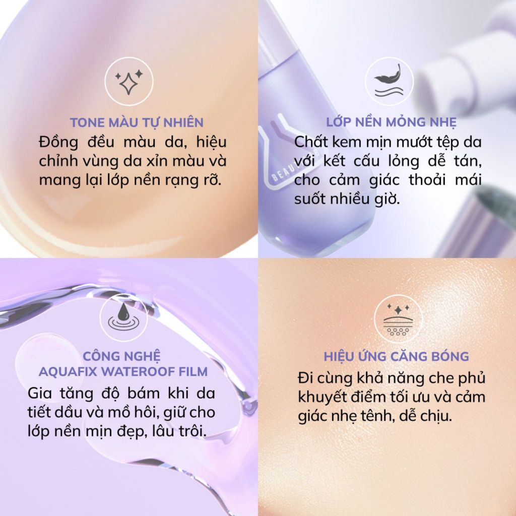 Kem nền hiệu chỉnh màu da dạng lỏng Beautilab 2ND Skin Cover Color-Changing Tint Foundation 20g