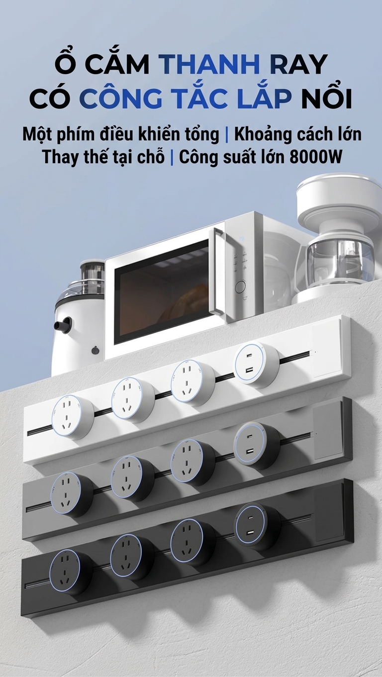 ổ cắm thanh ray lắp nổi
