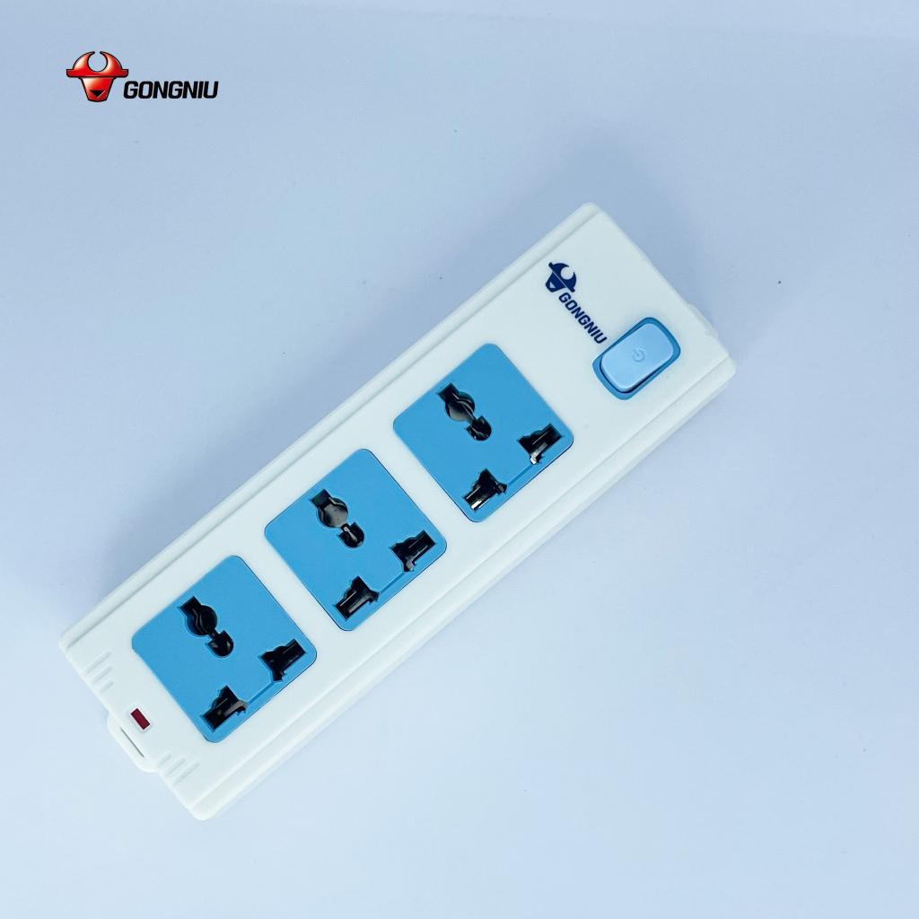 Ổ Cắm Điện Chống Cháy Không Dây GONGNIU - 3 Ổ Đa Năng 1 Công Tắc - 2500W/10A- 413K - Chính Hãng