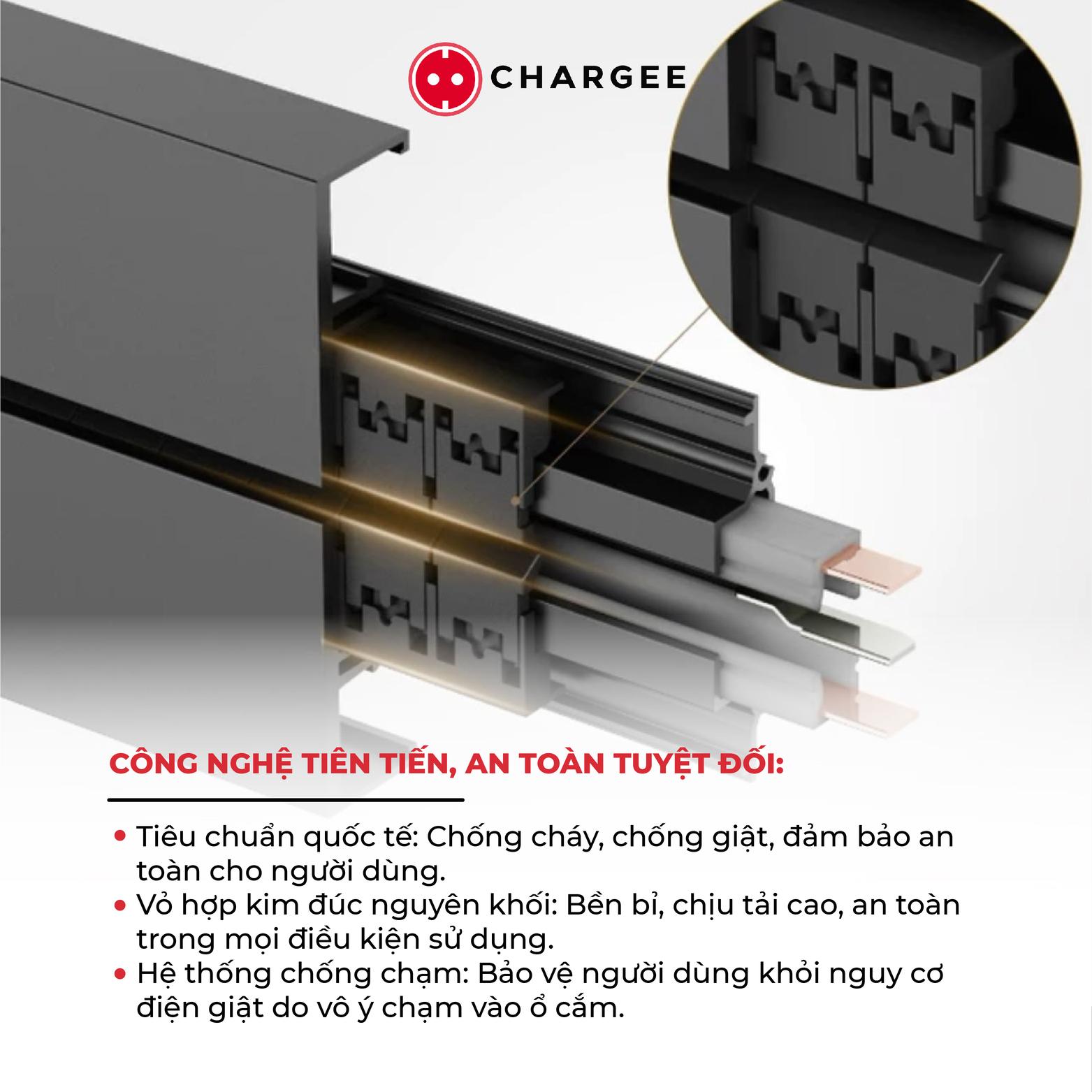 Bộ sản phẩm Ổ cắm thanh ray CHARGEE 40 8000W Ổ cắm đa năng