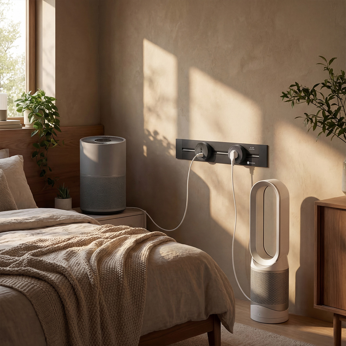 Combo Ổ cắm thanh ray âm tường CHARGEE ELEGANT màu đen T50RC-2S4BK