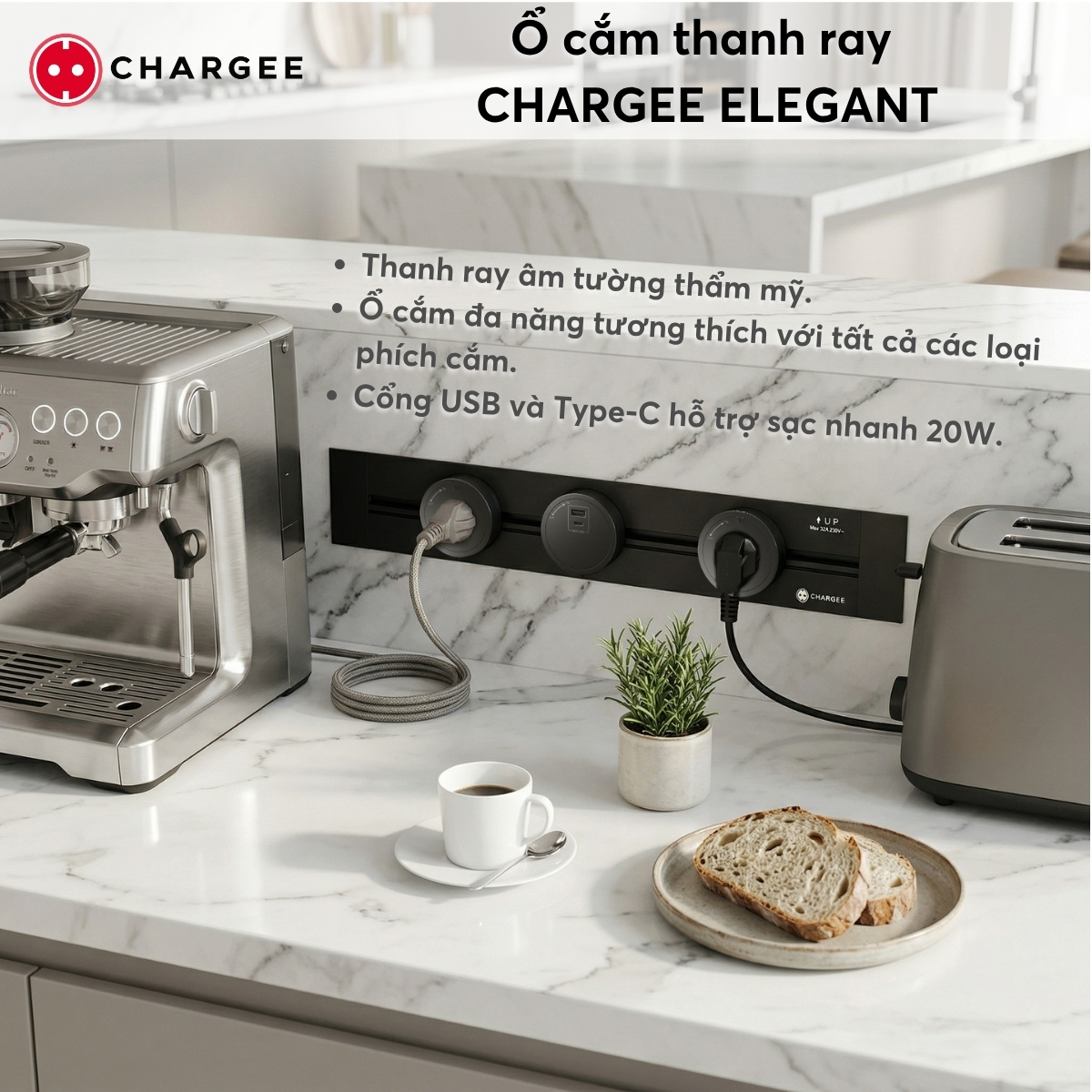 Combo Thanh ray âm tường 50cm CHARGEE ELEGANT