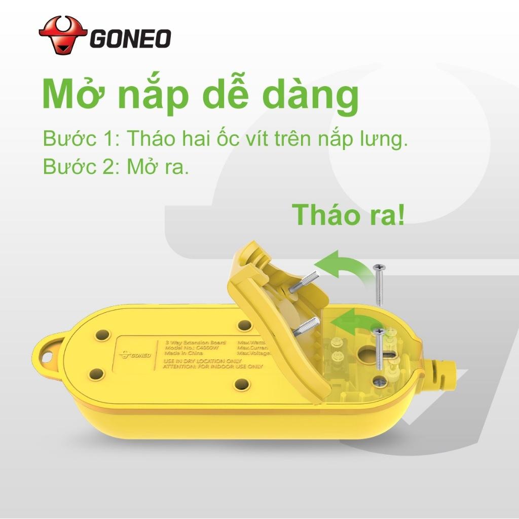 Ổ Cắm Chống Cháy Siêu Chịu Tải - Chống Va Đập GONEO - 3 Ổ Đa Năng - Công Suất Lớn 16A/4000W - C4000