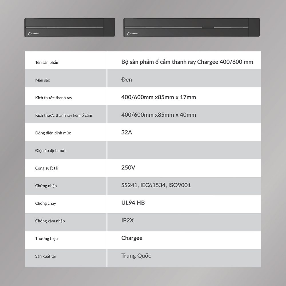 Combo Ổ cắm thanh ray CHARGEE