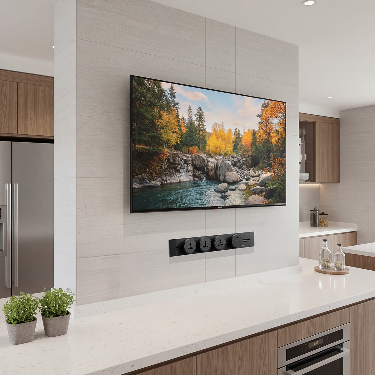 Combo Ổ cắm thanh ray âm tường CHARGEE ELEGANT màu đen T50RC-4S4BK