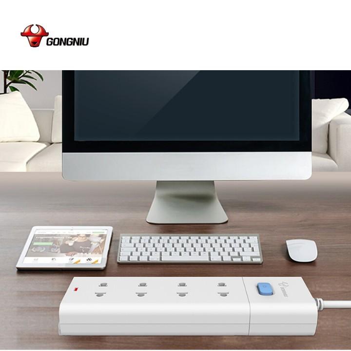 Ổ Cắm Gongniu 4 ổ 1 công tắc 2500W - Trắng - Chính Hãng - V1040CB