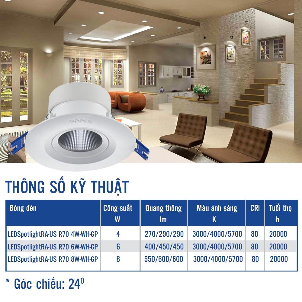 Bộ đèn âm trần OPPLE LED Spotlight US - Tia Sáng Sắc Nét - Tiết Kiệm Năng Lượng - Chính Hãng