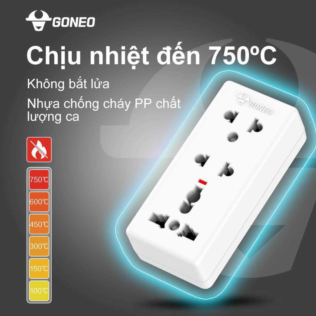 Ổ Cắm Điện Chống Cháy Gongniu 3 Ổ Mini Có Đầu Chờ Nối Dây 2500W/10A (103) - Chính Hãng